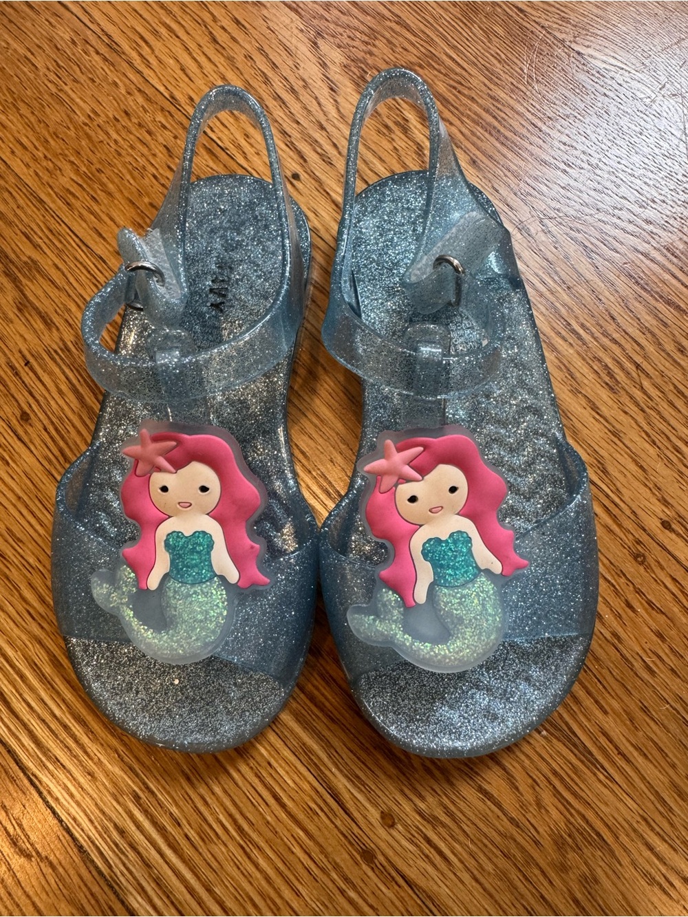 Old Navy Girls' Glitter Mermaid Jelly Sandals - Blue size 8C (runs small)
